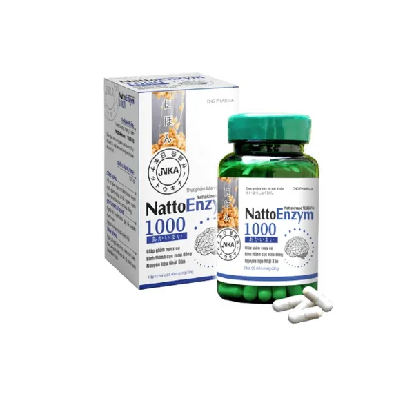 Viên uống NattoEnzym 1000 DHG tan cục máu đông trong lòng mạch, tăng tuần hoàn máu (60 Viên)
