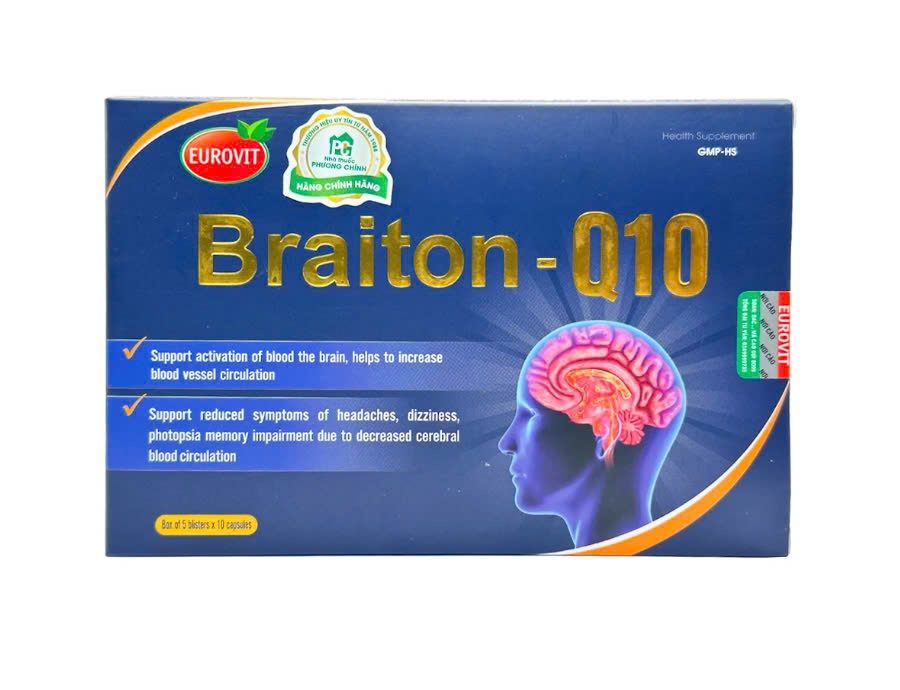 Braiton Q10 Eurovit giúp hoạt huyết, tăng tuần hoàn não, tăng nuôi dưỡng não
