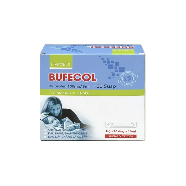 Hỗn dịch uống Bufecol 100mg/5ml Hà Nam giảm đau, hạ sốt, chống viêm (20 ống)