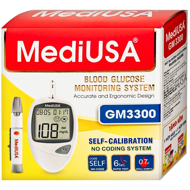 Máy đo đường huyết MediUsa GM3300 hỗ trợ theo dõi, kiểm soát lượng đường trong máu