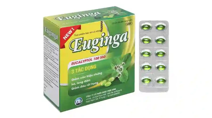 Euginga hỗ trợ giảm ho, đau rát họng hộp 100 viên